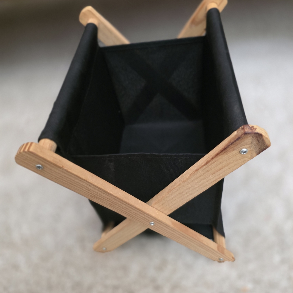 Source Unknown Black and Wood Storage Bin